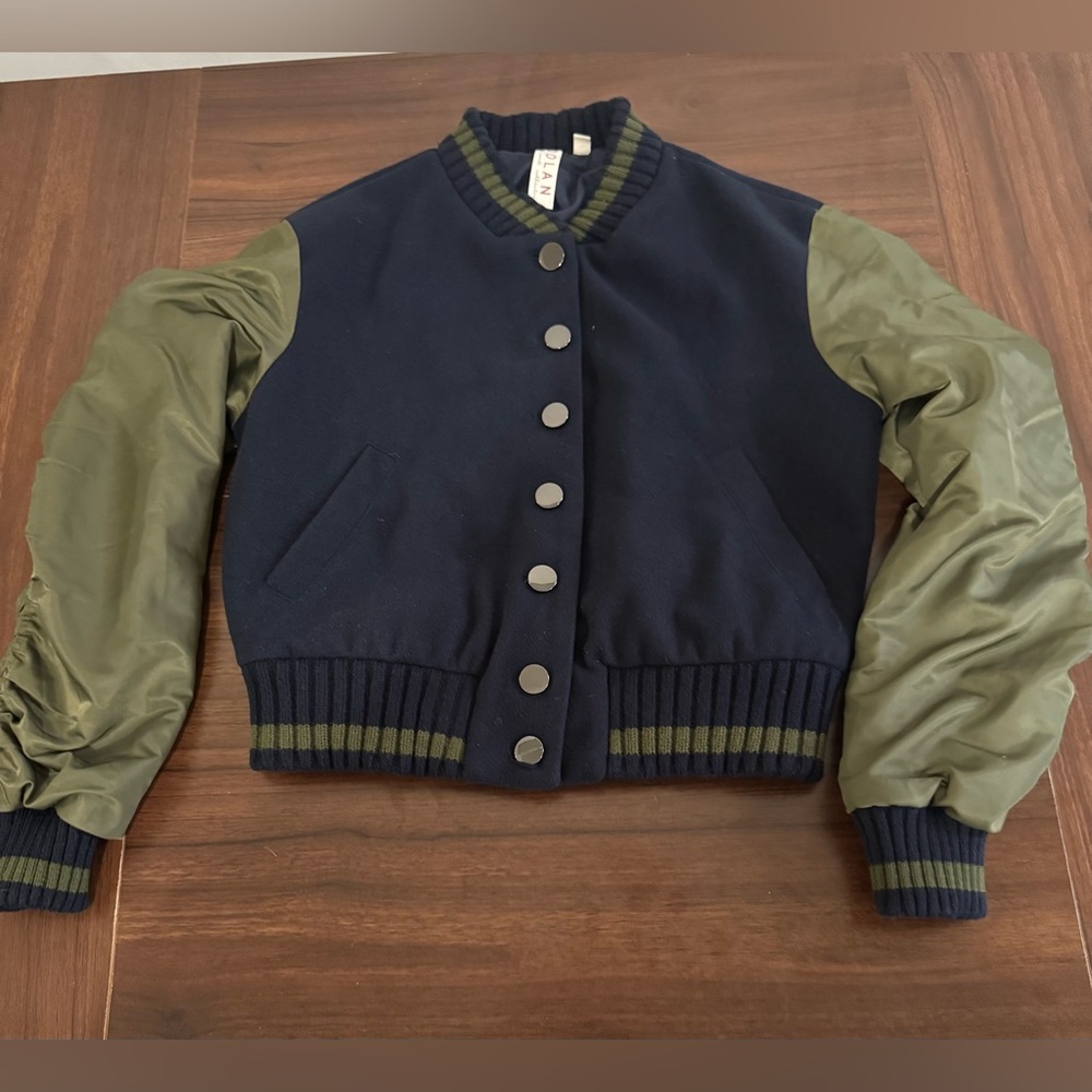 dolan Navy and Olive Green Varsity Jacket